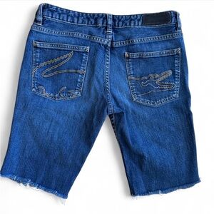 Lacoste Women's Dark Blue Denim Cutoff Shorts